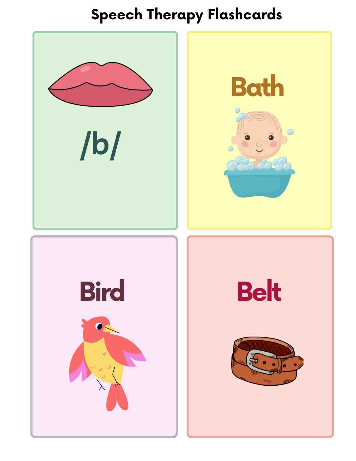 Free Speech Therapy Flashcards & Worksheets for Toddlers, Children’s ...