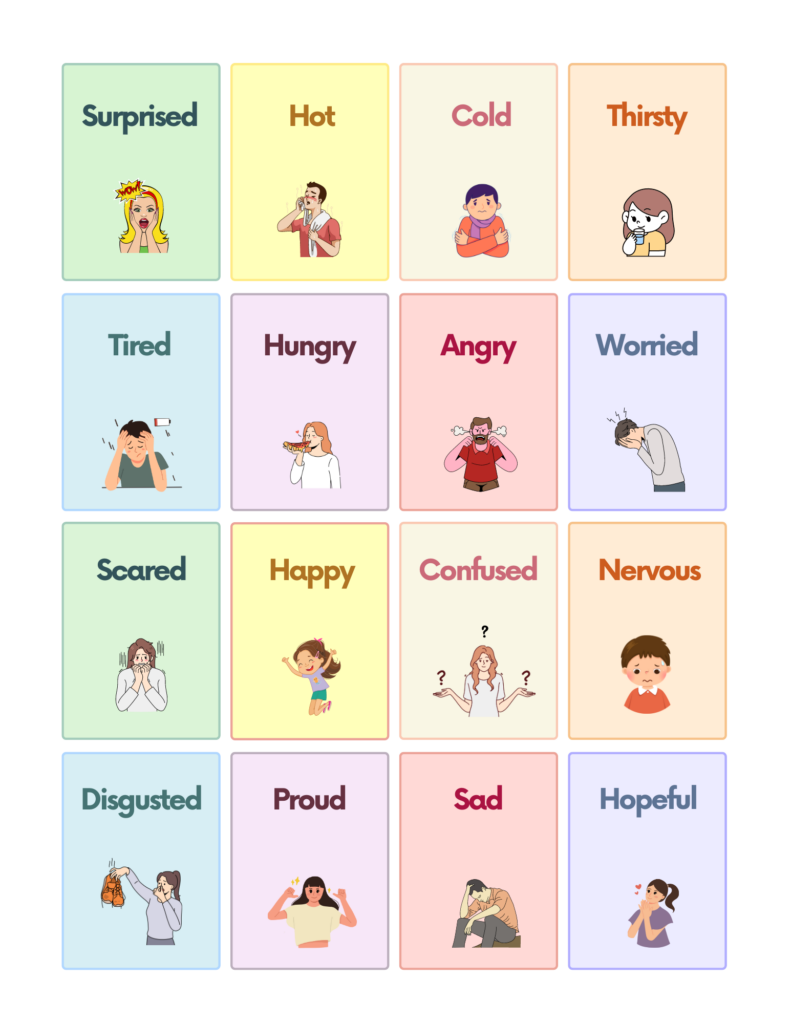 Free Emotions Flashcards for Autism and Speech Therapy AutisticHub