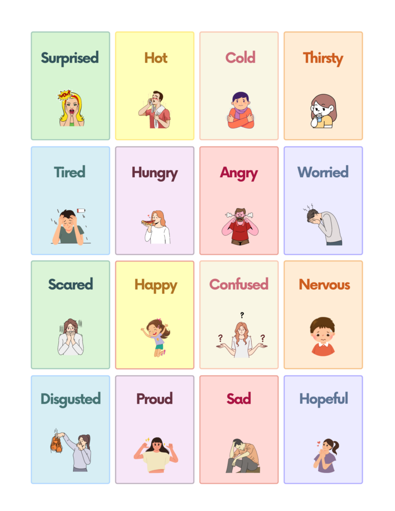 Free Printable Custom Emotions Flashcard Templates Canva