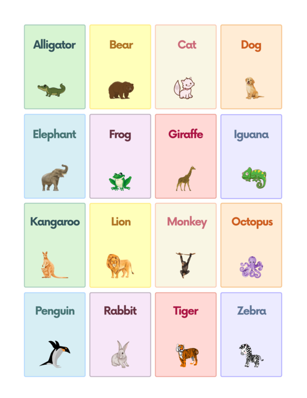 Free Animals Flashcards for Autism and Speech Therapy | AutisticHub