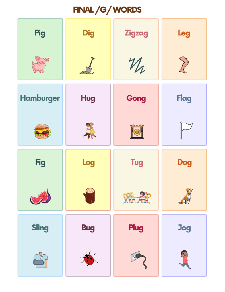 Free G Sound Articulation Words Flashcards For Speech Therapy AutisticHub