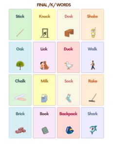 Free K Sound Articulation Words Flashcards for Speech Therapy | AutisticHub