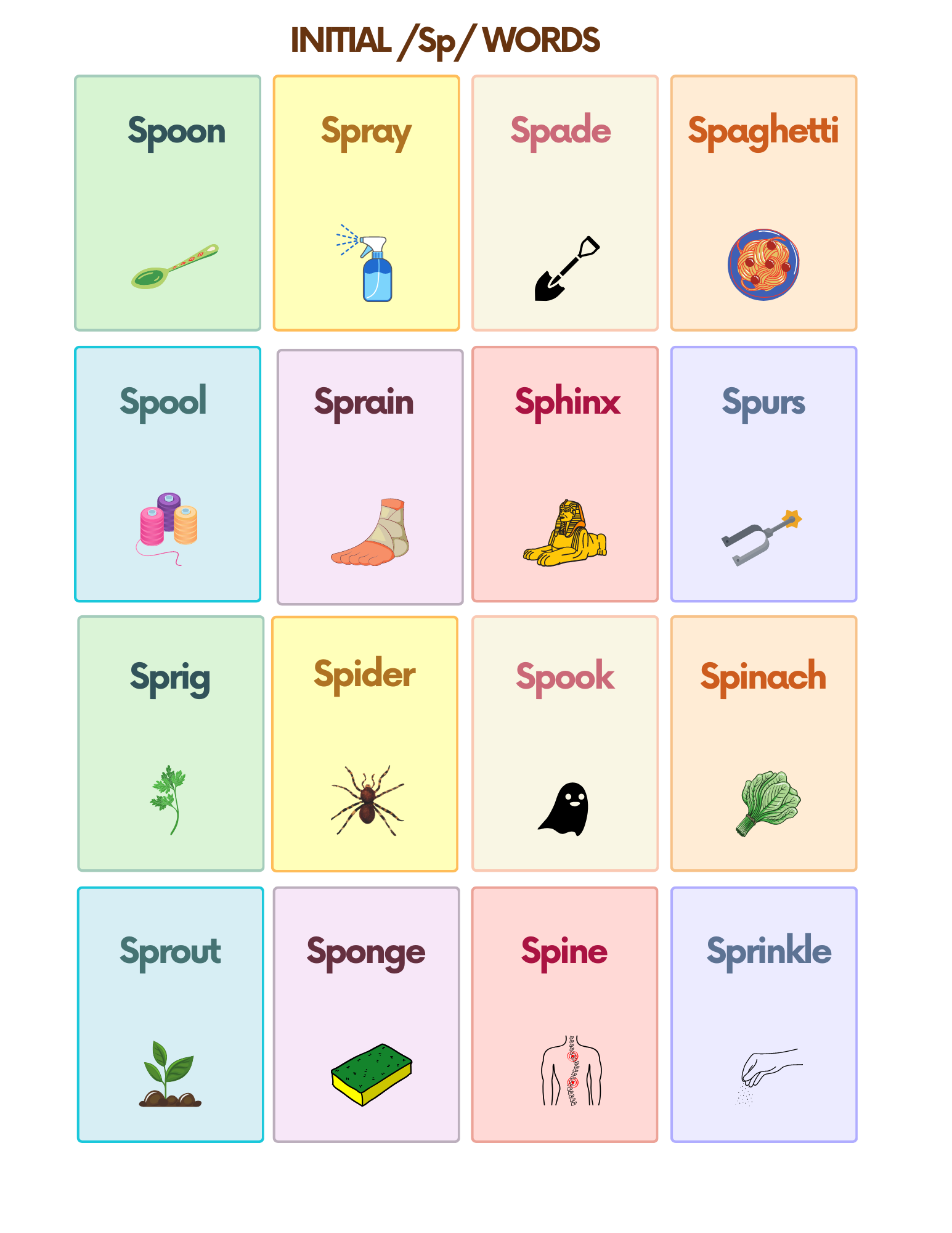 Free SP Sound Articulation Words Flashcards for Speech Therapy ...