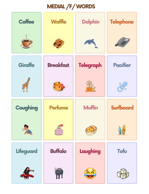 Free F Sound Articulation Words Flashcards For Speech Therapy Autistichub