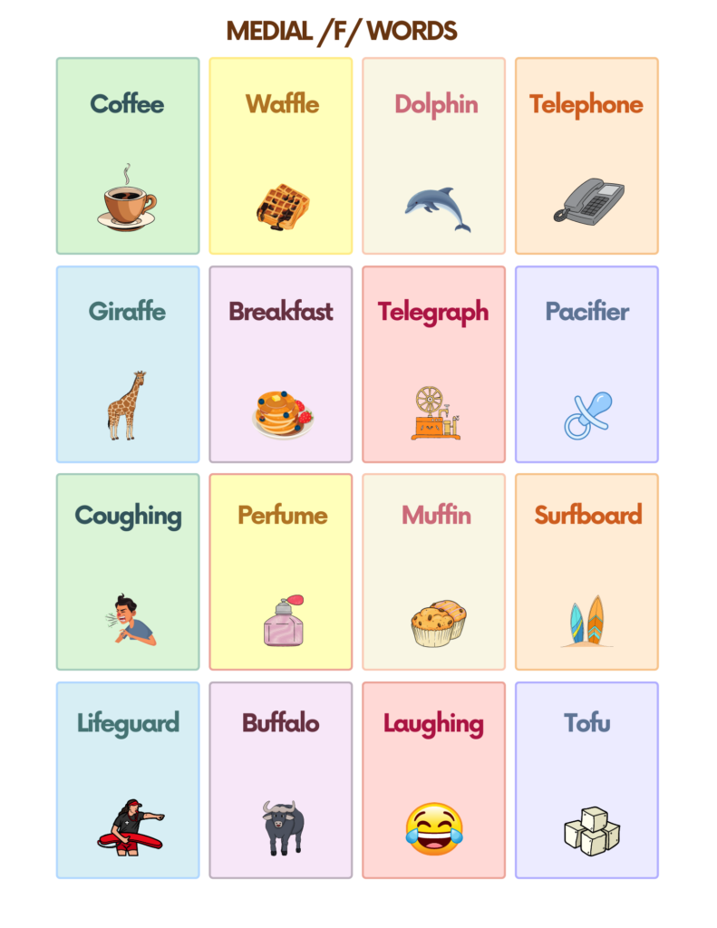 Free F Sound Articulation Words Flashcards for Speech Therapy | AutisticHub